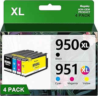 950XL 951XL Combo Pack Compatible for HP 950 951 XL Ink Cartridge Replacement for HP OfficeJet Pro 8600 8610 8620 8100 8630 8660 8640 8615 76DW 251DW (1 Black, 1 Cyan, 1 Magenta, 1 Yellow)