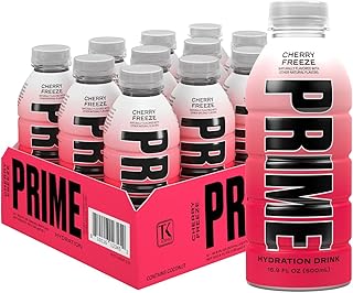 PRIME Hydration CHERRY FREEZE | Sports Drinks | Electrolyte Enhanced for Ultimate Hydration | 250mg BCAAs | B Vitamins | Antioxidants | 2g Of Sugar | 16.9 Fluid Ounce | 12 Pack