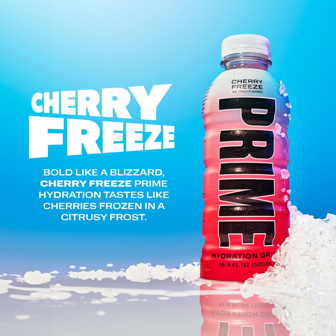 PRIME Hydration CHERRY FREEZE | Sports Drinks | Electrolyte Enhanced for Ultimate Hydration | 250mg BCAAs | B Vitamins | Antioxidants | 2g Of Sugar | 16.9 Fluid Ounce | 12 Pack-2