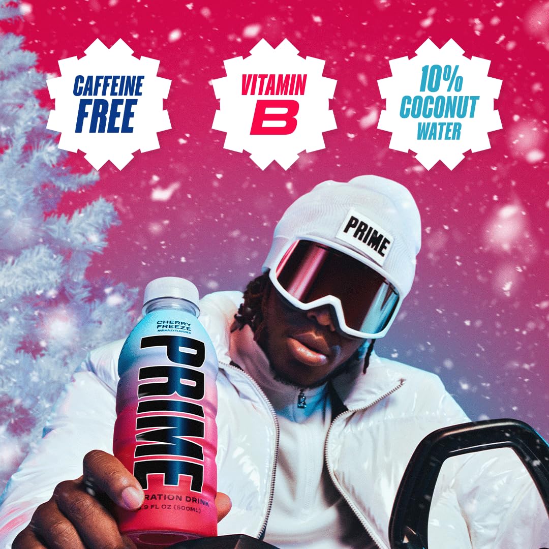 PRIME Hydration CHERRY FREEZE | Sports Drinks | Electrolyte Enhanced for Ultimate Hydration | 250mg BCAAs | B Vitamins | Antioxidants | 2g Of Sugar | 16.9 Fluid Ounce | 12 Pack-3