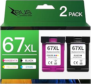 Ink Cartridges Replacement for HP 67XL 67 XL Works for HP DeskJet 2700 2700e 2755e 2755 4155e 4155 Envy 6055e 6455e 6400 6055 Envy Pro 6452 6458 6475 Printer (Black,Color)