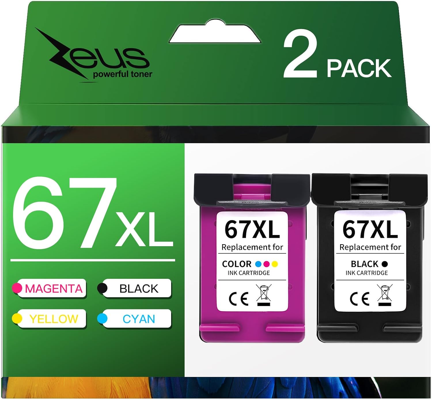 Ink Cartridges Replacement for HP 67XL 67 XL Works for HP DeskJet 2700 2700e 2755e 2755 4155e 4155 Envy 6055e 6455e 6400 6055 Envy Pro 6452 6458 6475 Printer (Black,Color)-0