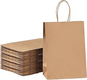 YEEHAW Brown Paper Bags with Handles Bulk 8"x4.5"x10.8" 100Pcs Gift Bags Medium Size, Brown Gift Bags with Handles, Gift Bags Bulk, Retail Bags, Party Bags, Shopping Bags, Merchandise Bags