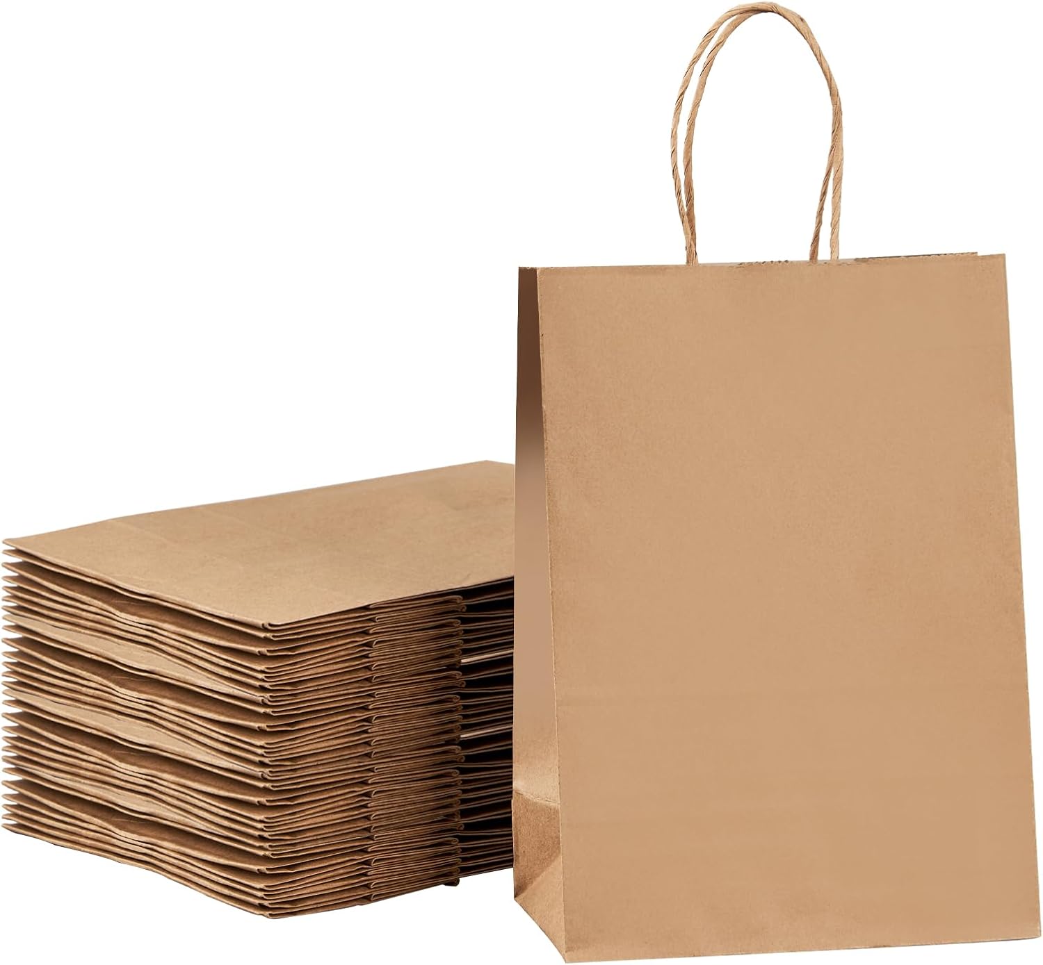 YEEHAW Brown Paper Bags with Handles Bulk 8"x4.5"x10.8" 100Pcs Gift Bags Medium Size, Brown Gift Bags with Handles, Gift Bags Bulk, Retail Bags, Party Bags, Shopping Bags, Merchandise Bags-0