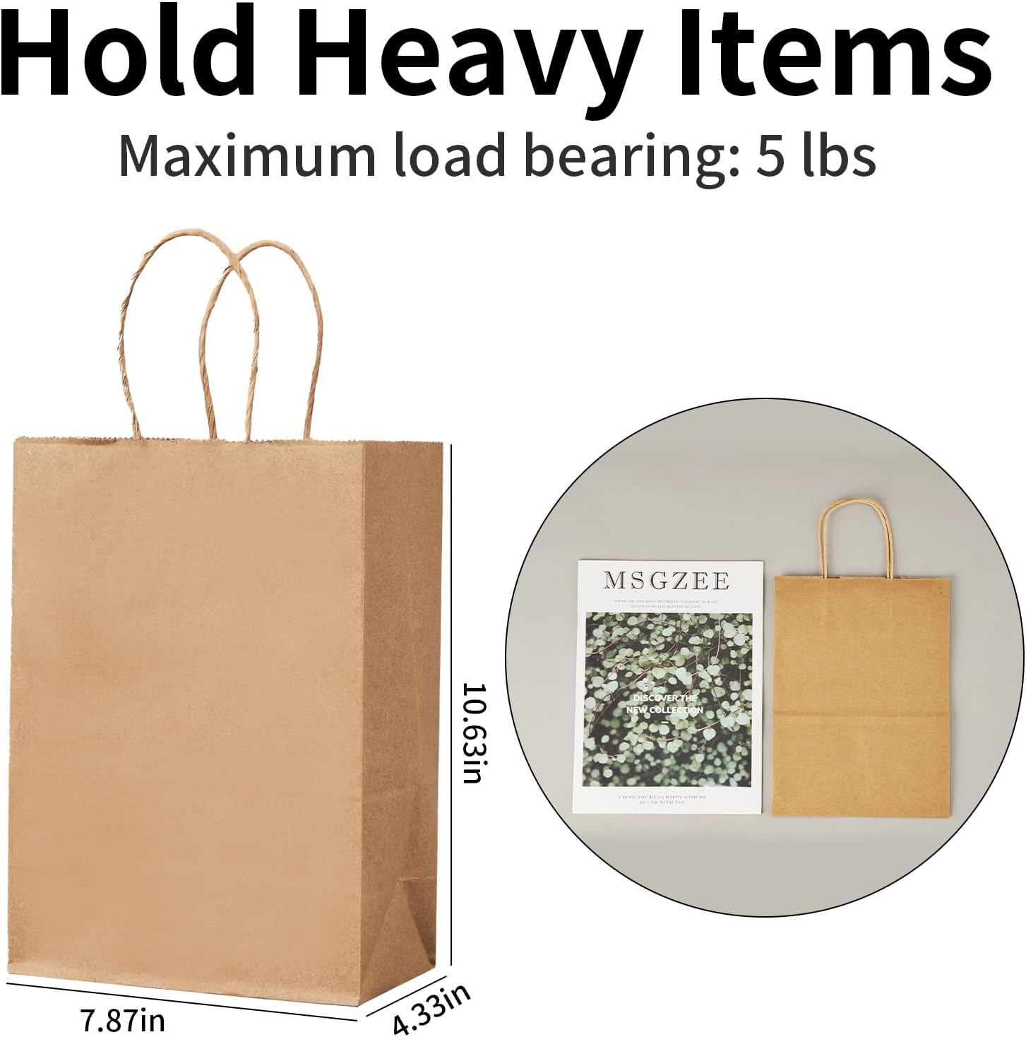 YEEHAW Brown Paper Bags with Handles Bulk 8"x4.5"x10.8" 100Pcs Gift Bags Medium Size, Brown Gift Bags with Handles, Gift Bags Bulk, Retail Bags, Party Bags, Shopping Bags, Merchandise Bags-1