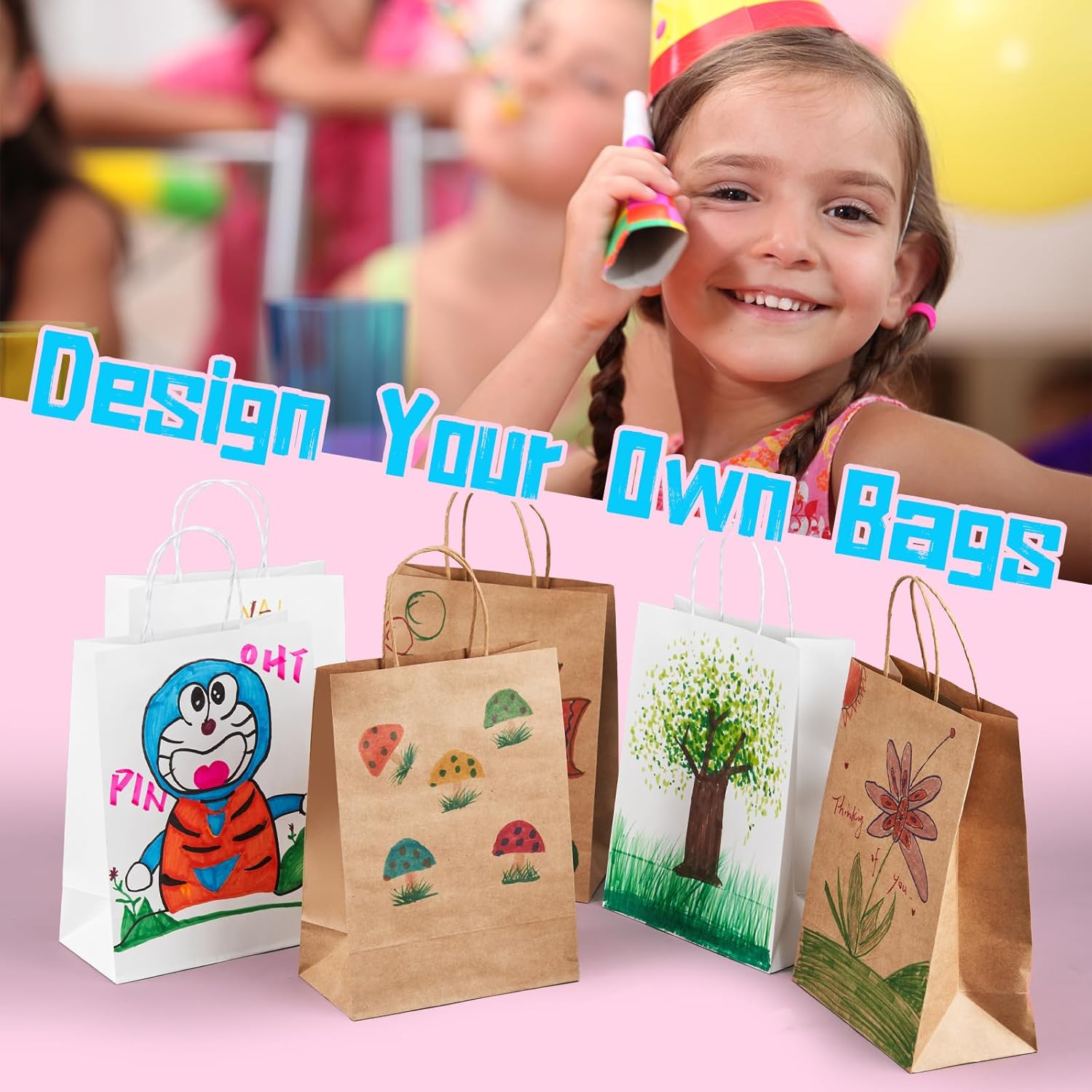 YEEHAW Brown Paper Bags with Handles Bulk 8"x4.5"x10.8" 100Pcs Gift Bags Medium Size, Brown Gift Bags with Handles, Gift Bags Bulk, Retail Bags, Party Bags, Shopping Bags, Merchandise Bags-4