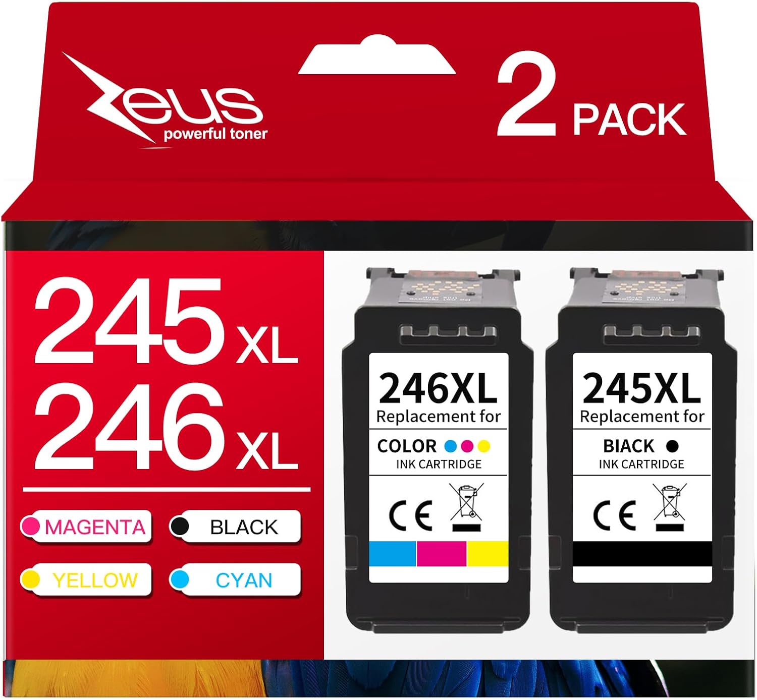 Ink Cartridge Replacement for Canon PG-245XL CL-246XL PG-243 CL-244 XL Compatible with Pixma MX492 MX490 MG2420 MG2520 MG2522 MG2920 MG2922 MG3022 IP2820(1 Black + 1 Tri-Color)-0