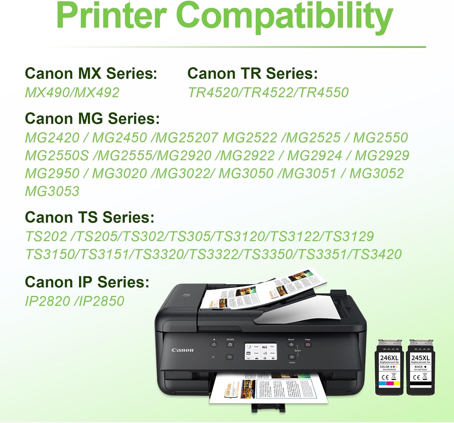 Ink Cartridge Replacement for Canon PG-245XL CL-246XL PG-243 CL-244 XL Compatible with Pixma MX492 MX490 MG2420 MG2520 MG2522 MG2920 MG2922 MG3022 IP2820(1 Black + 1 Tri-Color)-1