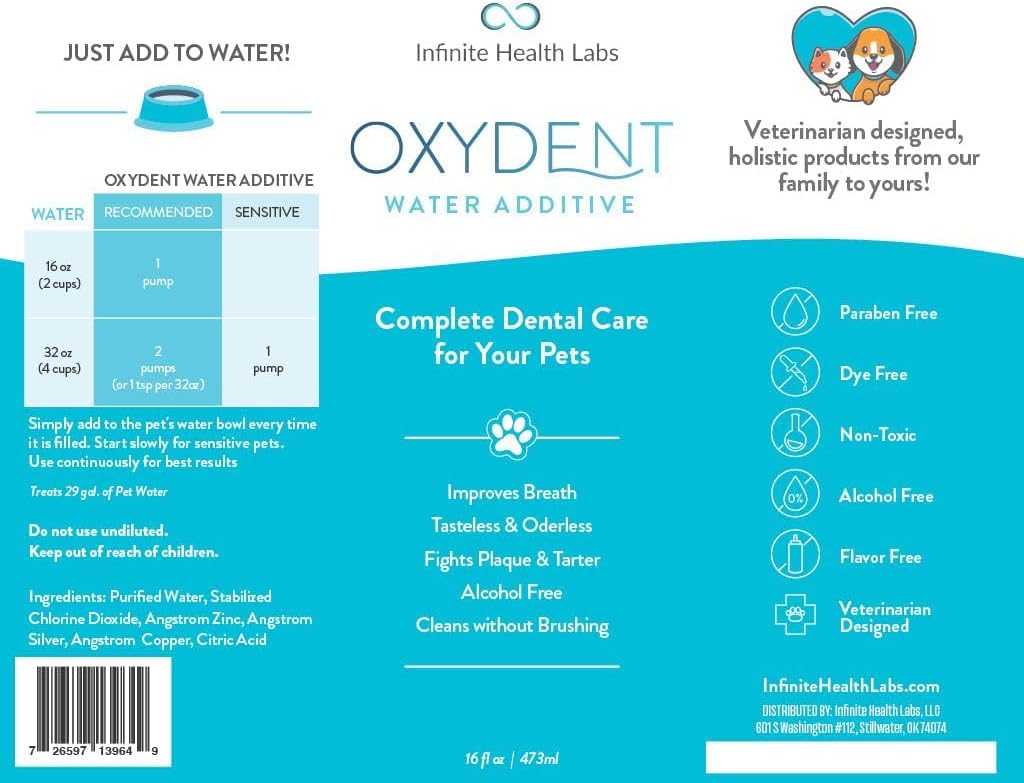 Oxydent Premium Pet Dental Care Solution - Pet Water Additive & Mouthwash for Teeth Cleaning - Eliminate Bad Dog & Cat Bad Breath - Dog Dental Rinse - Fights Tartar & Plaque-6