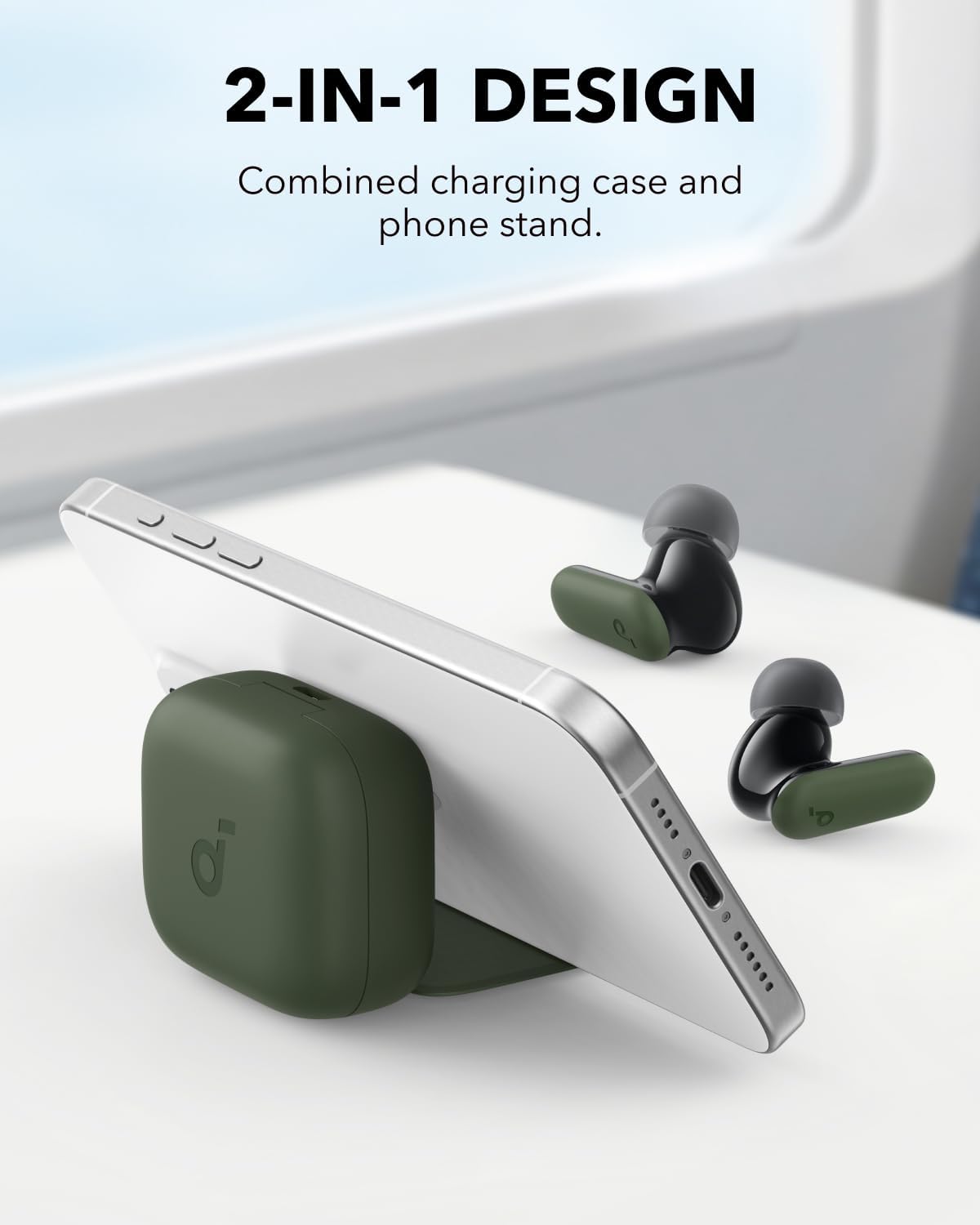 Soundcore P30i by Anker Noise Cancelling Earbuds, Strong and Smart Noise Cancelling, Powerful Bass, 45H Playtime, 2-in-1 Case and Phone Stand, IP54, Wireless Earbuds, Bluetooth 5.4 (Green)-1