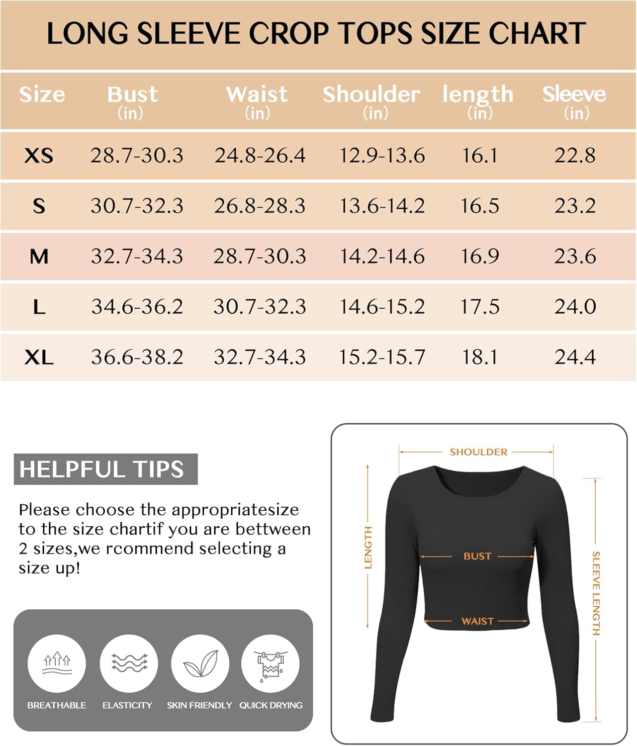 Womens Long Sleeve Crop Top Scoop Neck Sexy Slim Fitted Casual Base Layer Lightweight Soft Workout Shirt Going Out Tops-5