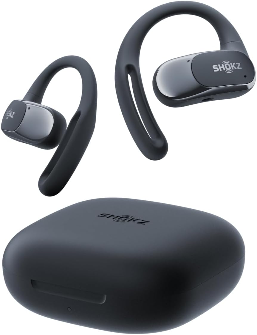 SHOKZ OpenFit Air - Open-Ear Headphones, True Wireless Earbuds, Water Resistant, Secure Earhooks for Daily Use, Black-0