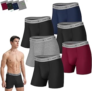 IGOLUMON Mens Underwear, 6 Pack Men's Boxer Briefs Soft Bamboo Rayon Boxers for Men Breathable Underwear Trunks with Fly