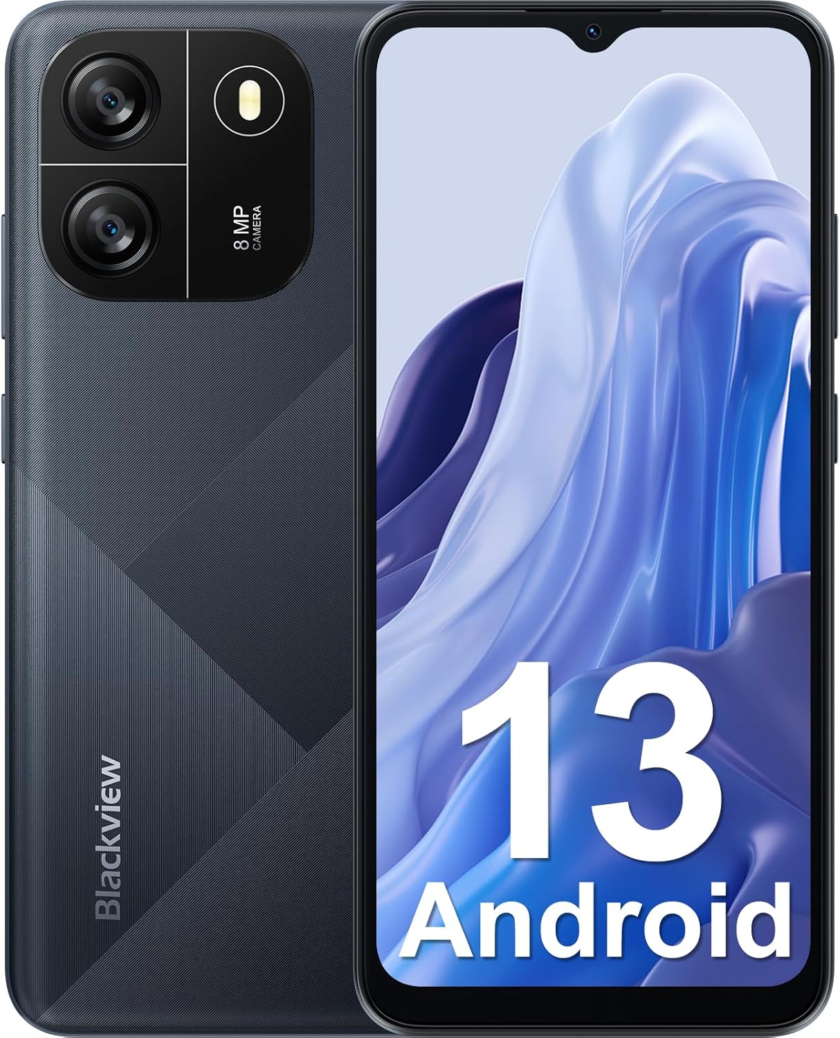 Blackview Wave 6C Unlocked Android Phones, Android 13 Smartphones, 6.52" HD+, 5100mAh 10W Fast, Octa-Core 4GB+32GB/SD 1TB Smart Phone, 8MP+5MP, 3 Card Slots, Face ID Unlock Phone, 4G Dual SIM Phone-0