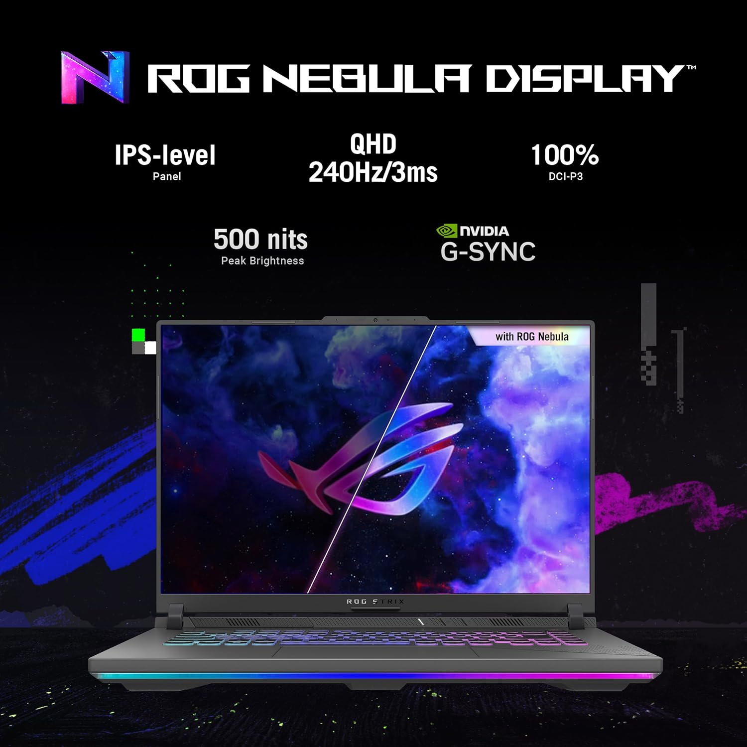 ASUS ROG Strix G16 (2024) Gaming Laptop, 16” ROG Nebula Display 16:10 QHD 240Hz, NVIDIA® GeForce RTX™ 4070, Intel® Core™ i9-14900HX, 16GB DDR5-5600, 1TB PCIe Gen4 SSD, Wi-Fi 6E, Win 11, G614JIR-AS94-4