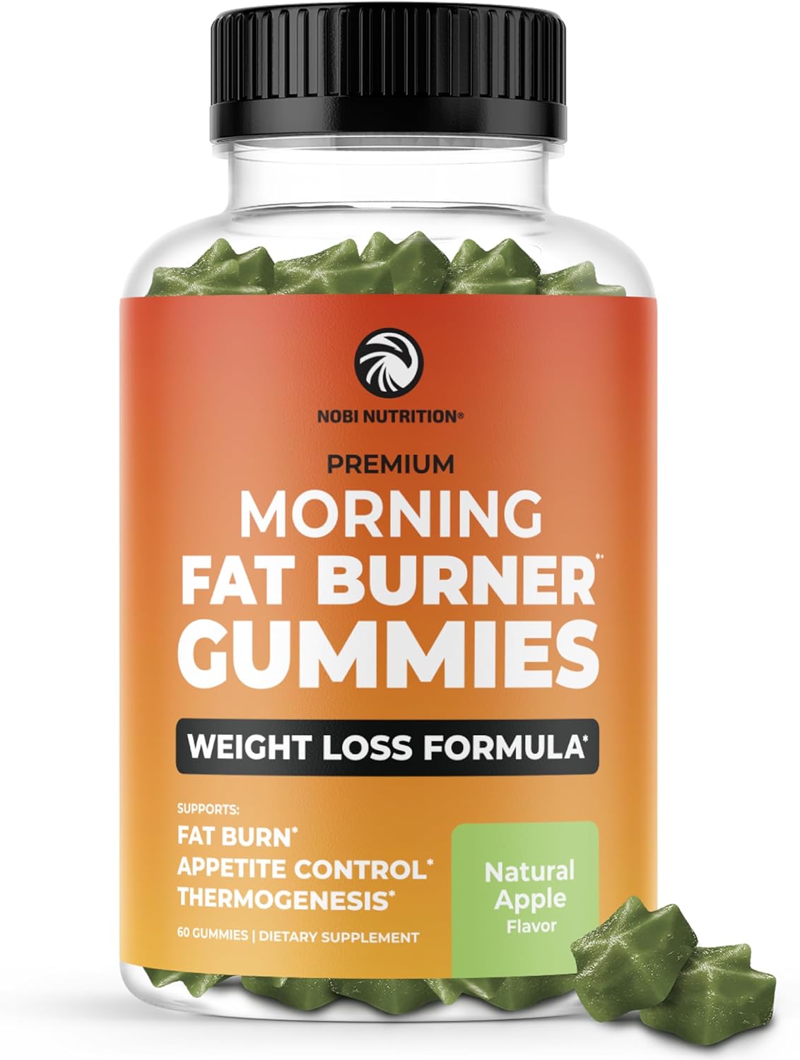 Morning Fat Burner Gummies for Weight Loss for Women & Men | Thermogenic Belly Fat Burner with Green Tea, Garcinia, Green Coffee Bean & More | Appetite Suppressant & Metabolism Booster | 60 Gummies-0