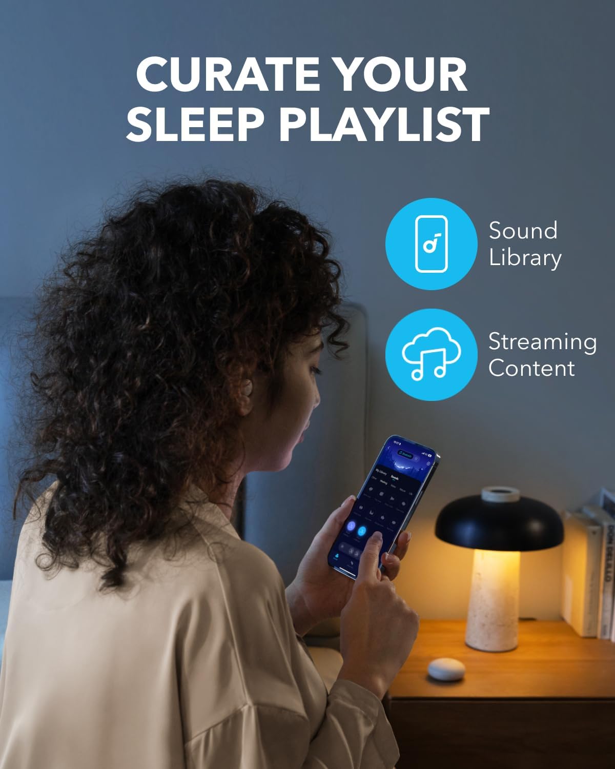 Soundcore Sleep A20 by Anker Sleep Earbuds, Noise Blocking Sleep Headphones, Small Earplugs for Side Sleepers, 80H Playtime, Stream Content via Bluetooth 5.3, Sleep Monitor, Personal Alarm-5