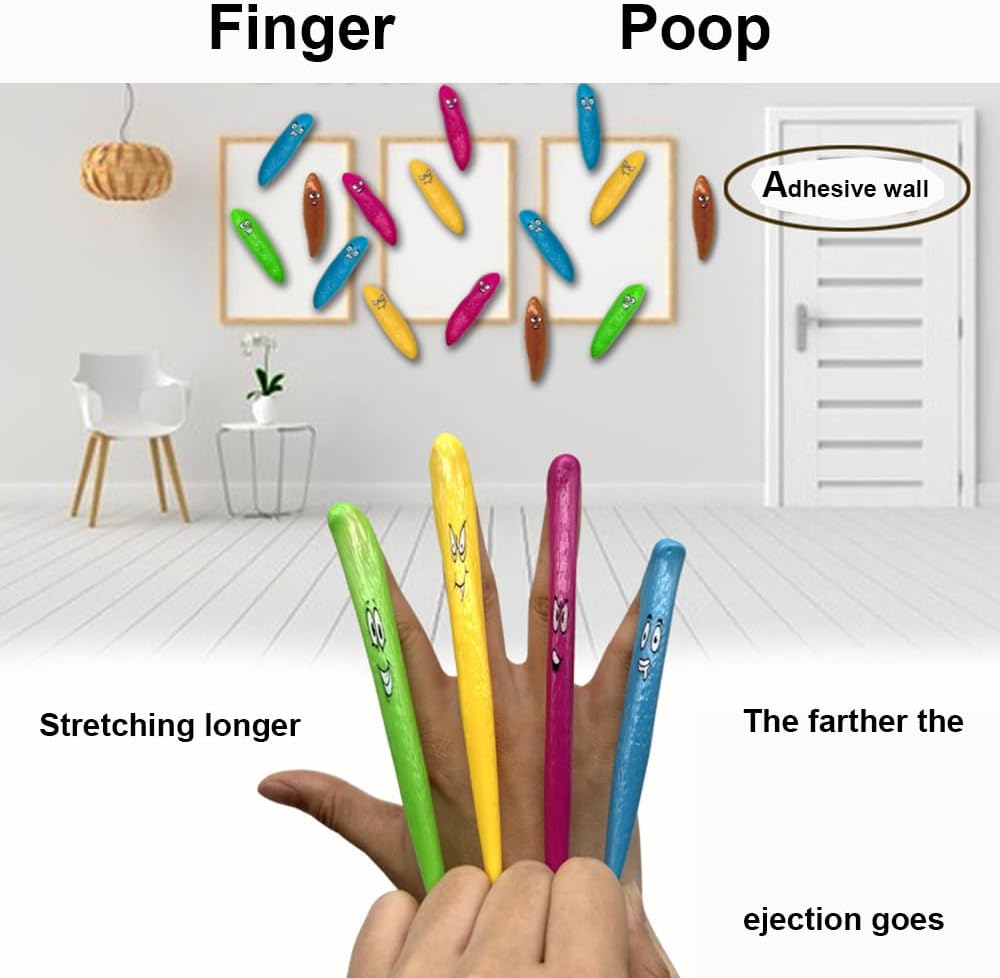 NEEW 15 Pcs Mini Finger Slingshot Novelty Toys Fake Poop Toy, Stretchy Funny Gag Gifts Flying Games for Games and Party Favors-3