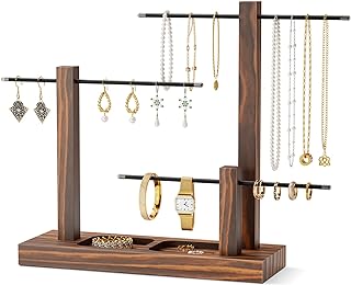 INNOLITES Jewelry Holder, Necklace Holder, 3-Tier Jewelry Organizer Stand Necklace Stand,Bracelet Hanging Organizer, Display Stand for Bangles, Rings, Earrings and Watch