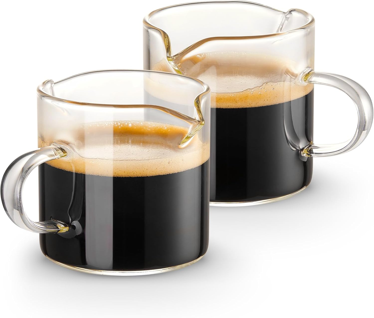 Espresso Cups Set of 2, 4 OZ Double Spouts Cups, Espresso Shot Glasses, Milk Cup with Handle, Clear Glass, Espresso Accessories for Espresso Machine-6