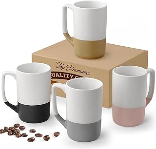 Large Ceramic Coffee Mug Set of 4, 16 oz Tea Cups with Handle, Porcelain Mug for Latte, Hot Tea, Cappuccino, Milk, Cocoa, Microwave & Dishwasher Safe Cups for Men Women Mug Lovers, Housewarming Gift