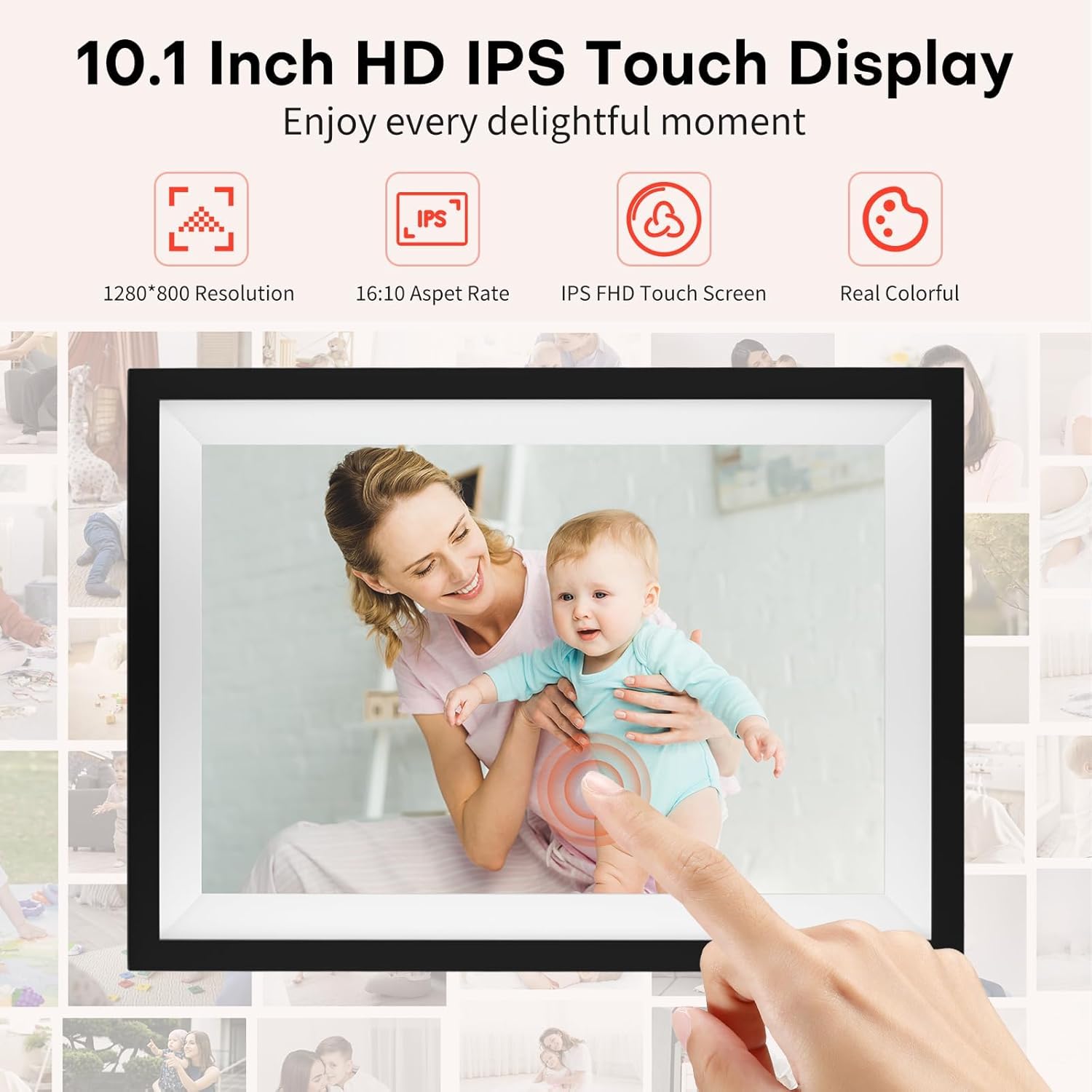 FRAMEO Digital Picture Frame WiFi, 10.1 Inch Smart Digital Photo Frame Electronic Picture Frame 64GB & 2GB RAM with 1280x800 IPS HD Touch Screen, Easy Setup to Share Photos & Videos-3