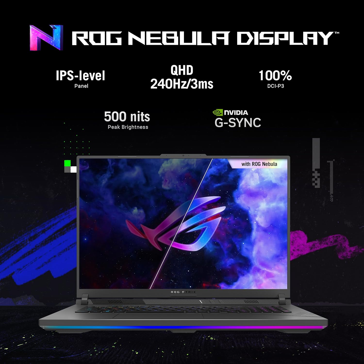 ASUS ROG Strix G18 (2024) Gaming Laptop, 18” Nebula Display 16:10 QHD 240Hz/3ms, GeForce RTX™ 4070, Intel® Core™ i9-14900HX, 32GB DDR5, 1TB PCIe® SSD, Wi-Fi 6E, Windows 11 Pro, G814JIR-XS96-2