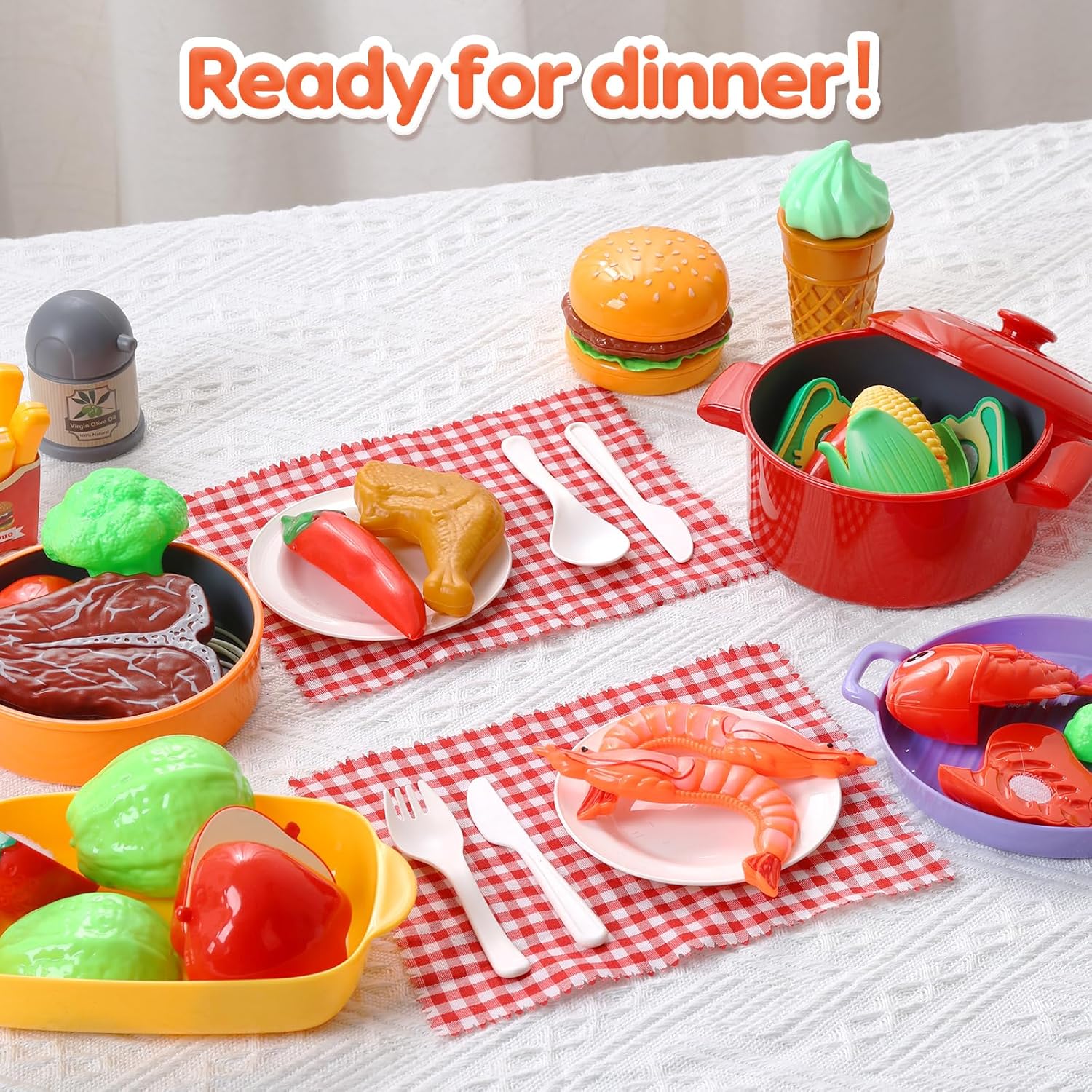 CUTE STONE Cooking Toys for Kids Kitchen Playset, Kids Pots and Pans Set with Play Food and Storage Basket, Play Kitchen Accessories Toys, Toddler Cooking Set, Learning Kitchen Toy Gift for Girls Boys-4