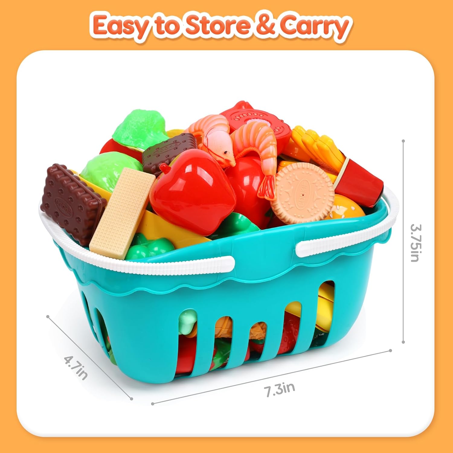 CUTE STONE Cooking Toys for Kids Kitchen Playset, Kids Pots and Pans Set with Play Food and Storage Basket, Play Kitchen Accessories Toys, Toddler Cooking Set, Learning Kitchen Toy Gift for Girls Boys-6