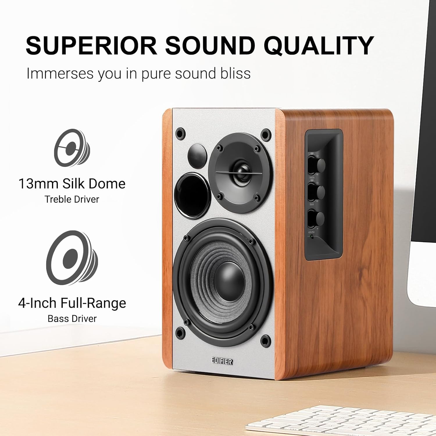 Edifier Powered Bookshelf Speakers R1280T with WiiM Mini AirPlay2 Wireless Wi-Fi Audio Streamer, Stream Hi-Res Audio from Spotify, Amazon Music and More-1