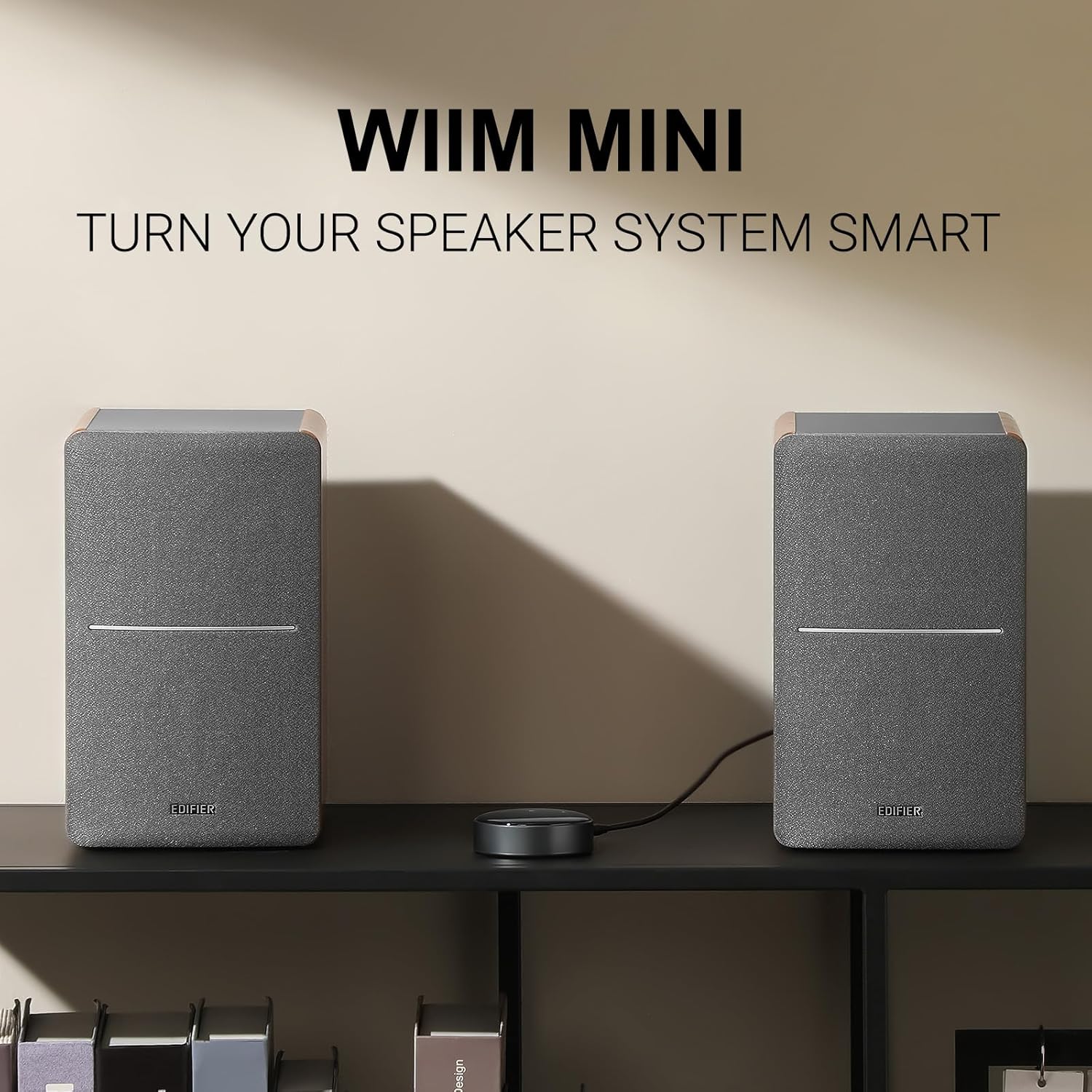 Edifier Powered Bookshelf Speakers R1280T with WiiM Mini AirPlay2 Wireless Wi-Fi Audio Streamer, Stream Hi-Res Audio from Spotify, Amazon Music and More-2