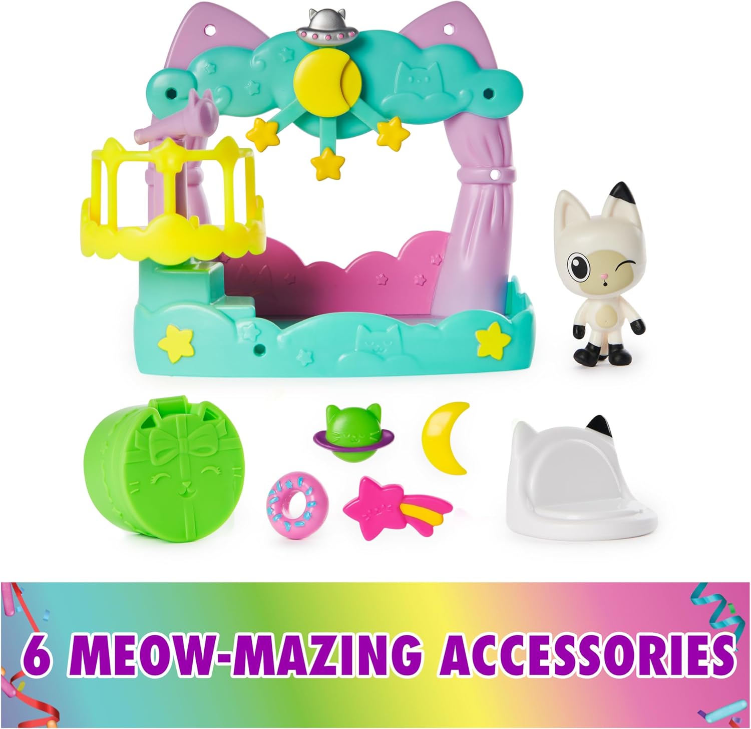 Gabby's Dollhouse, Pandy Paws Dreamy Balcony Playset, 8-Pieces with Toy Figures, Doll House Accessories & Sensory Play, Kids Toys for Girls & Boys 3+-3