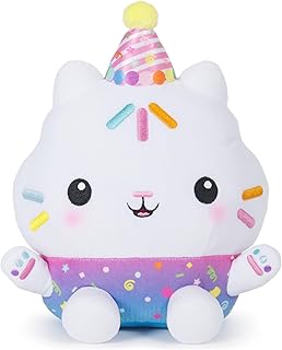 Gabby's Dollhouse Celebrations, Sprinkle Party Cakey Cat Plush, 10-Inch Interactive Stuffed Animal with Sounds, Kids Toys for Girls & Boys Ages 3+