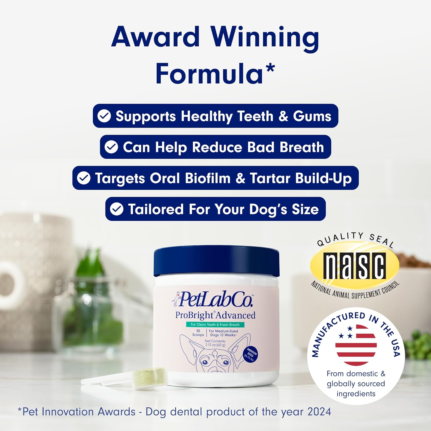 PetLab Co. ProBright Advanced Dental Powder - Dog Breath Freshener - Teeth Cleaning Made Easy – Targets Tartar & Bad Breath - Formulated for Medium Size Dogs-3