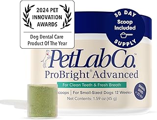 PetLab Co. ProBright Advanced Dental Powder - Dog Breath Freshener - Teeth Cleaning Made Easy – Targets Tartar & Bad Breath - Formulated for Small Dogs