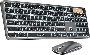 ProtoArc Backlit Bluetooth Keyboard and Mouse for Mac, KM100-A Full Size Wireless Keyboard Mouse for Mac, Multi-Device Rechargeable Keyboard for MacBook Pro/Air, iMac, iPhone, iPad, Space Gray