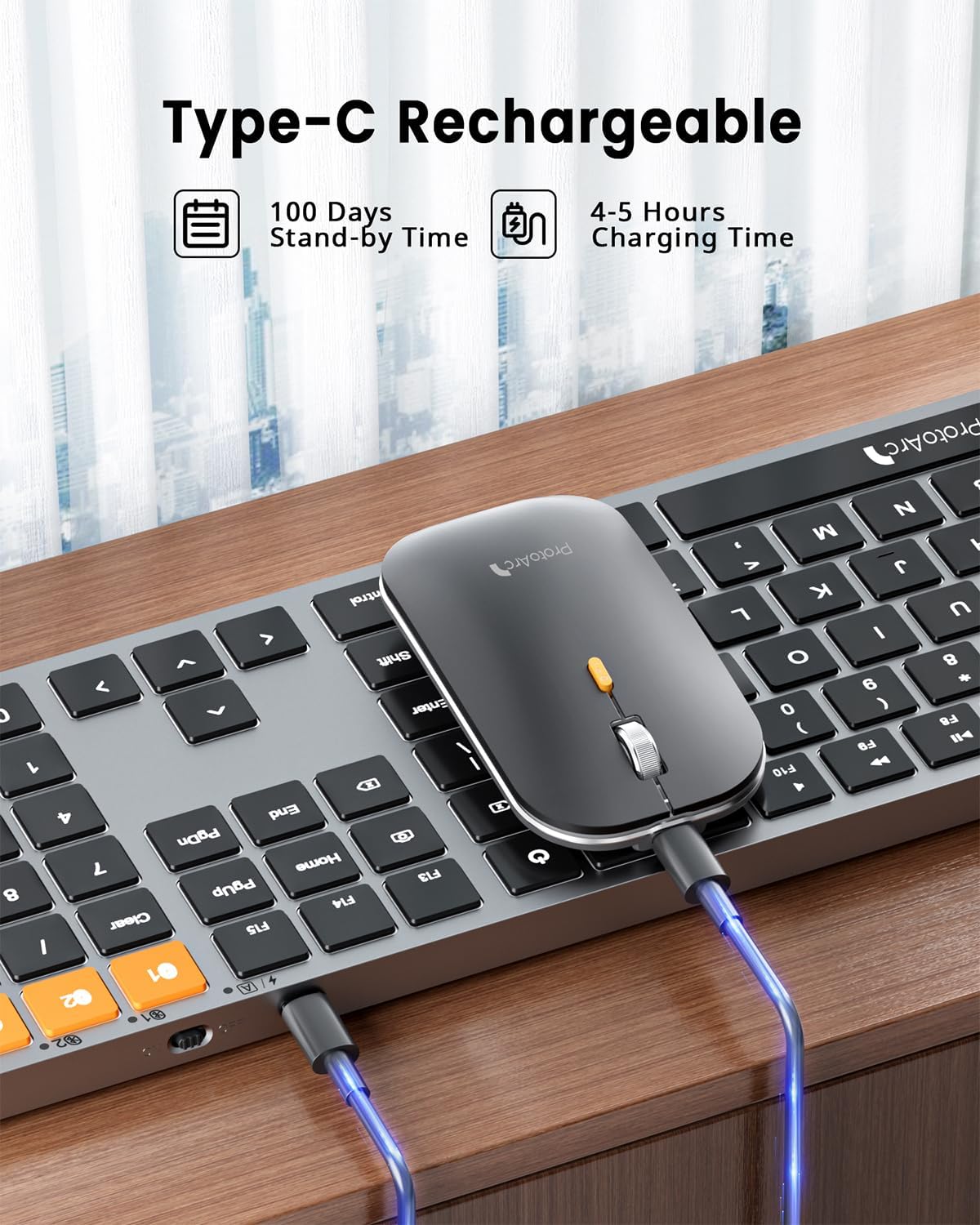 ProtoArc Backlit Bluetooth Keyboard and Mouse for Mac, KM100-A Full Size Wireless Keyboard Mouse for Mac, Multi-Device Rechargeable Keyboard for MacBook Pro/Air, iMac, iPhone, iPad, Space Gray-4