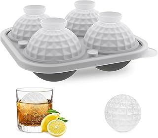 VEHHE Ice Cube Tray, Ice Trays for Freezer with Funnel, Easy Release Large Ice Cube Molds, Reusable Silicone Ice Cube Tray, Round Ice Sphere Tray for Cocktails, Drinks, Whiskey