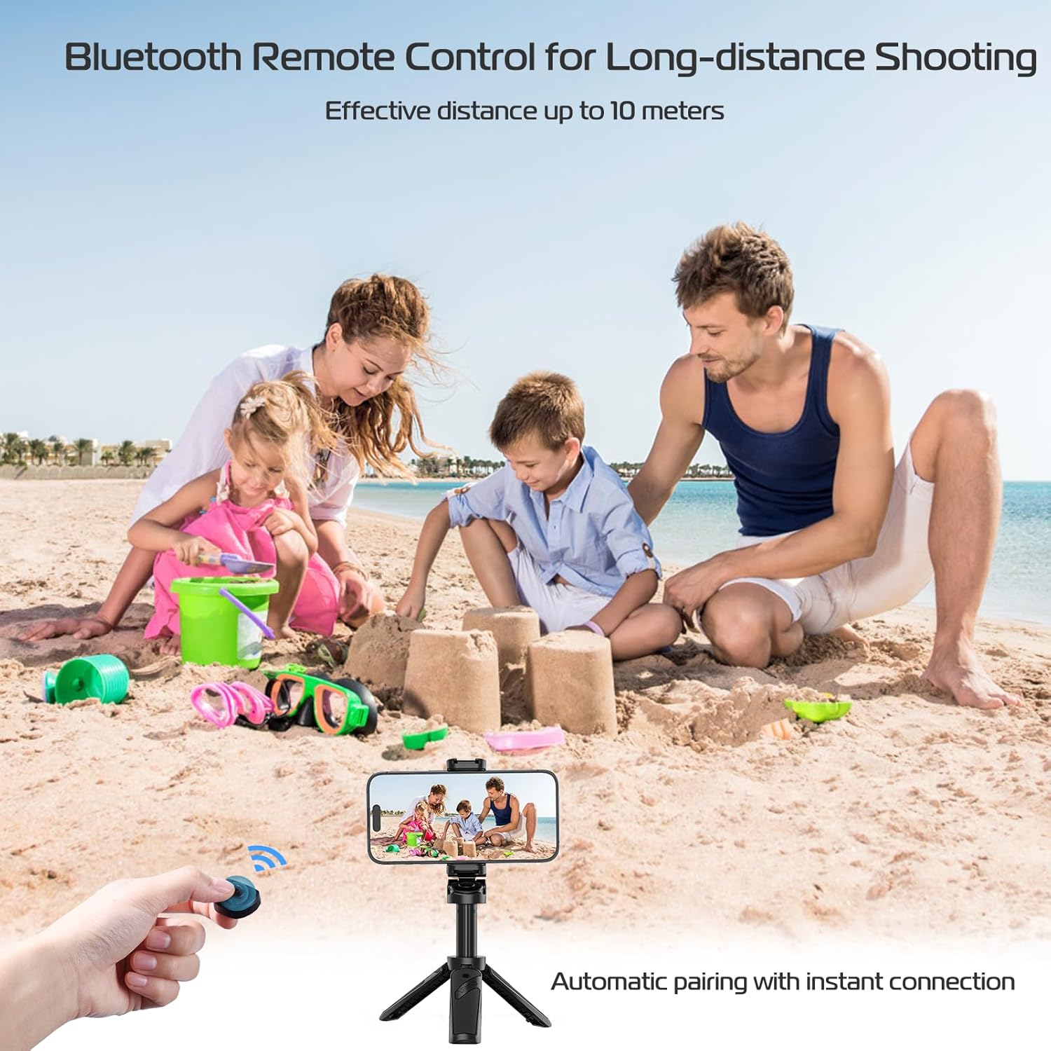 ULANZI JJ02 Selfie Stick Tripod, Extendable Grip Phone Tripod with Detachable Remote Pocket Size, 3-in-1 Mini Phone Grip 2 Cold Shoe, 10m/393.7'' Wireless Shutter, Vlog Livestreaming Photography-6