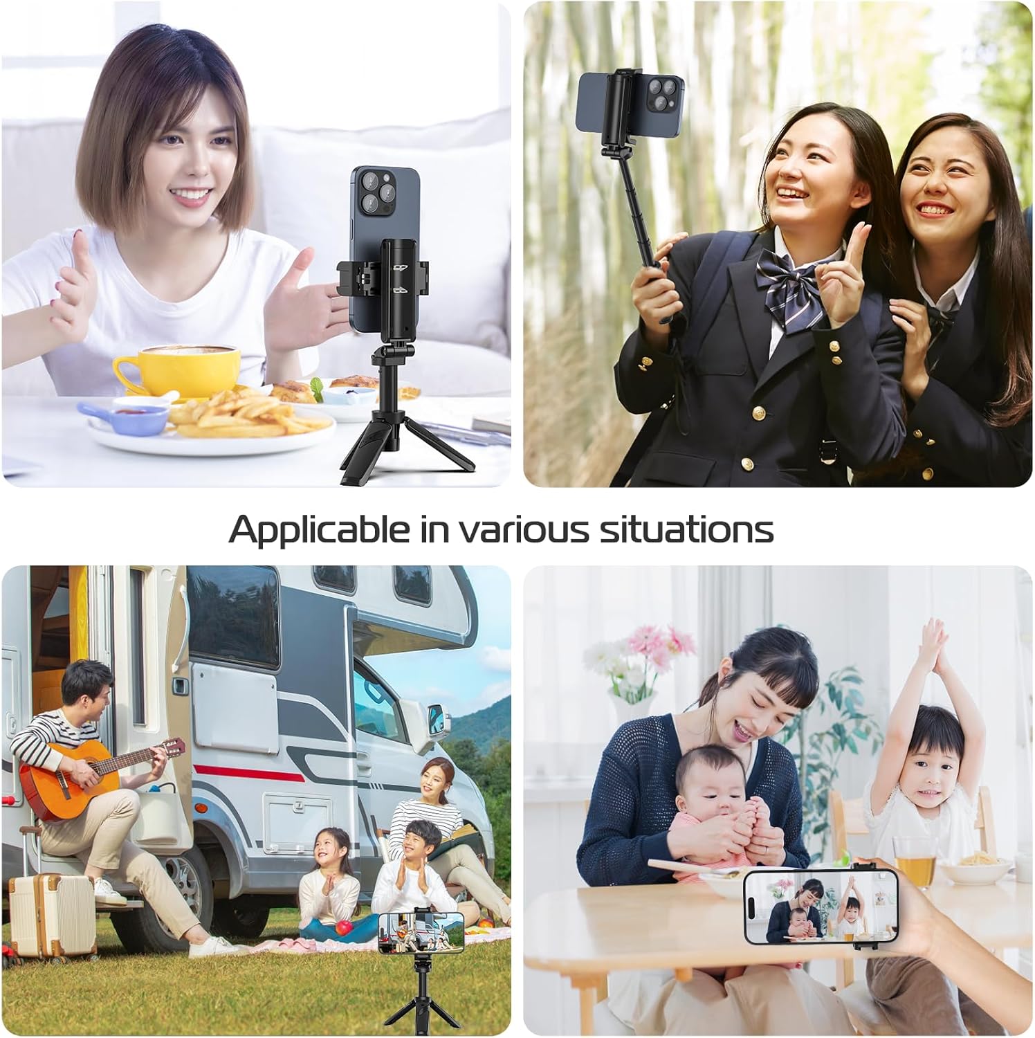 ULANZI JJ02 Selfie Stick Tripod, Extendable Grip Phone Tripod with Detachable Remote Pocket Size, 3-in-1 Mini Phone Grip 2 Cold Shoe, 10m/393.7'' Wireless Shutter, Vlog Livestreaming Photography-7