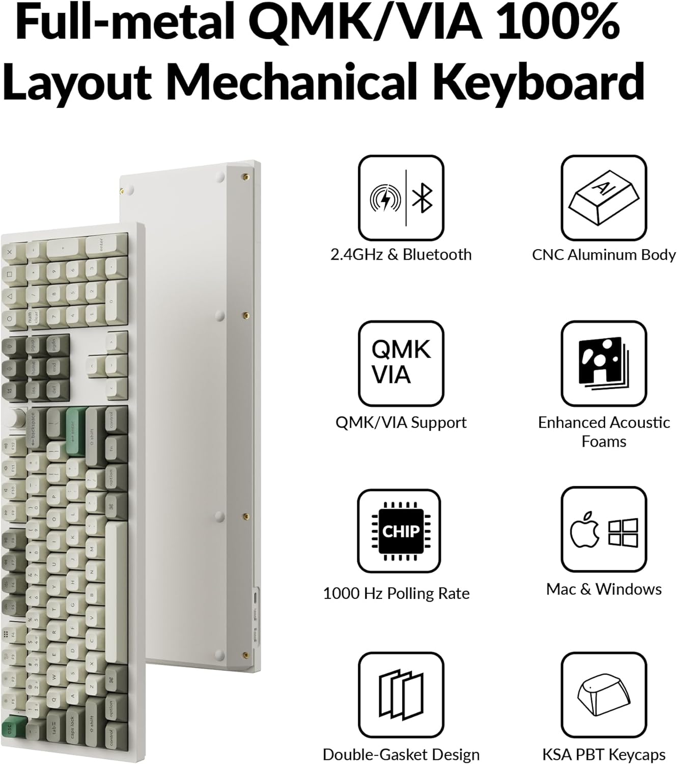 Keychron Q6 Max QMK/VIA Bluetooth Wireless /2.4 GHz/USB-C Wired Custom Mechanical Keyboard, Full Size Programmable Knob RGB Backlit Hot-Swappable Gateron Banana Switch for Mac Windows Linux - White-3