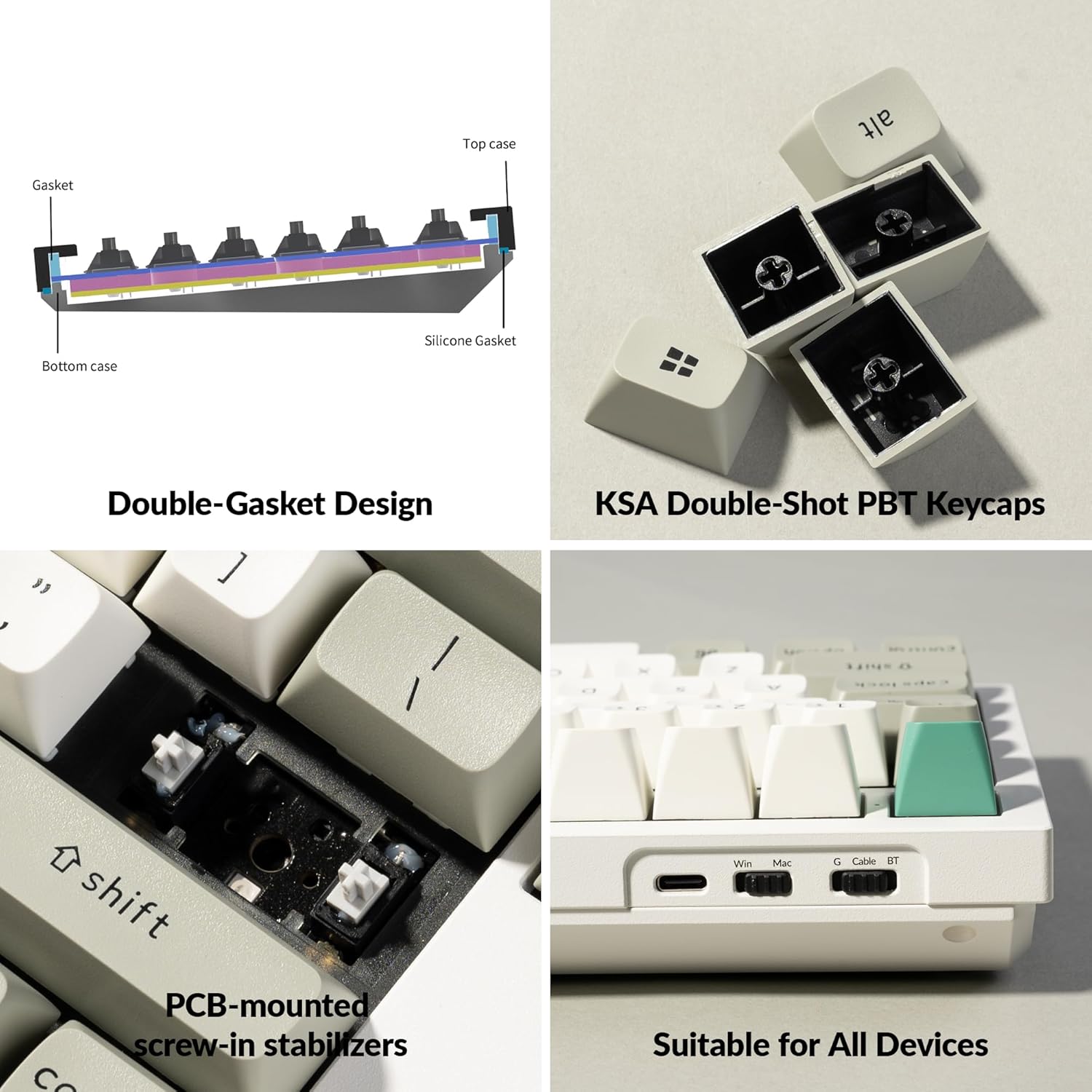 Keychron Q6 Max QMK/VIA Bluetooth Wireless /2.4 GHz/USB-C Wired Custom Mechanical Keyboard, Full Size Programmable Knob RGB Backlit Hot-Swappable Gateron Banana Switch for Mac Windows Linux - White-5