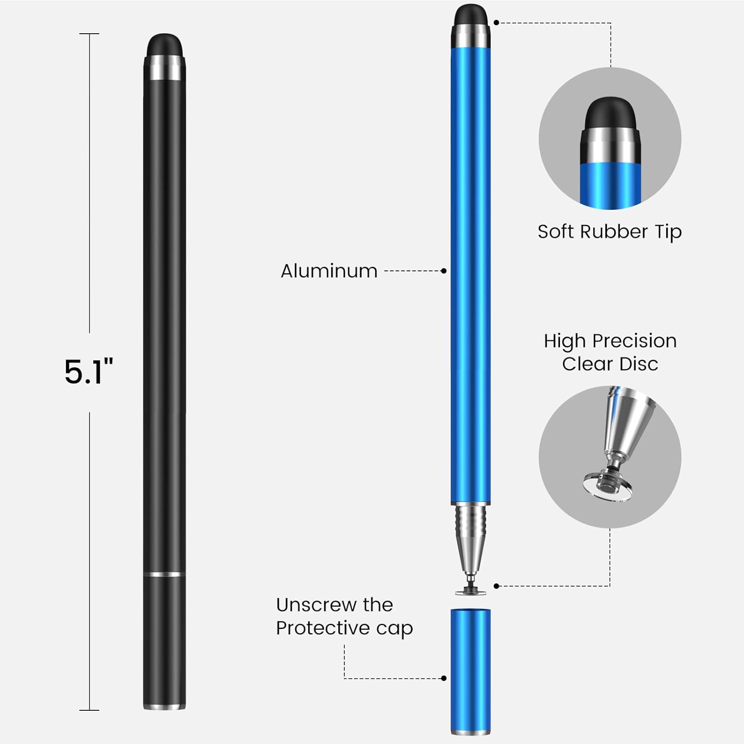 MEKO 4 Pack Stylus Pens for Touchscreens, 2-in-1 High Sensitivity&Precision Capacitive Stylus Pens for iPad iPhone Android Smartphone Tablets All Touchscreen Devices(4 Stylus + 12 Tips)-4