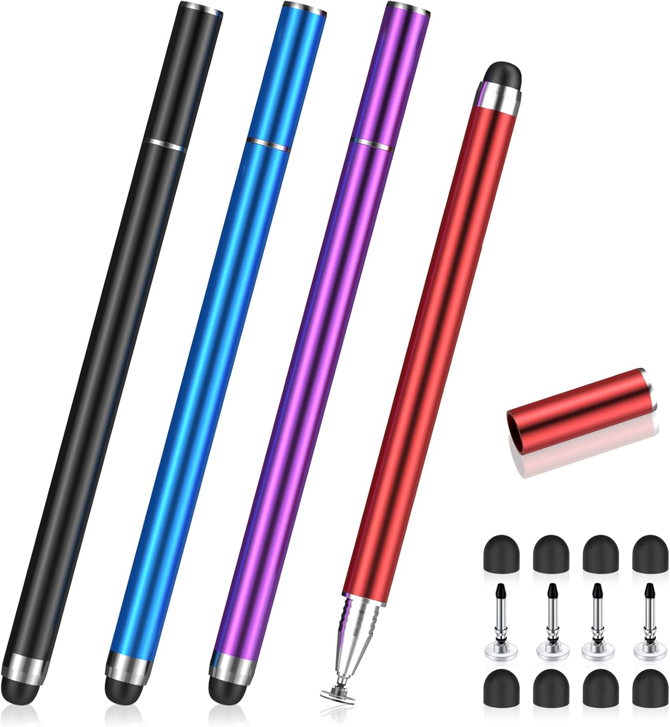 MEKO 4 Pack Stylus Pens for Touchscreens, 2-in-1 High Sensitivity&Precision Capacitive Stylus Pens for iPad iPhone Android Smartphone Tablets All Touchscreen Devices(4 Stylus + 12 Tips)-7