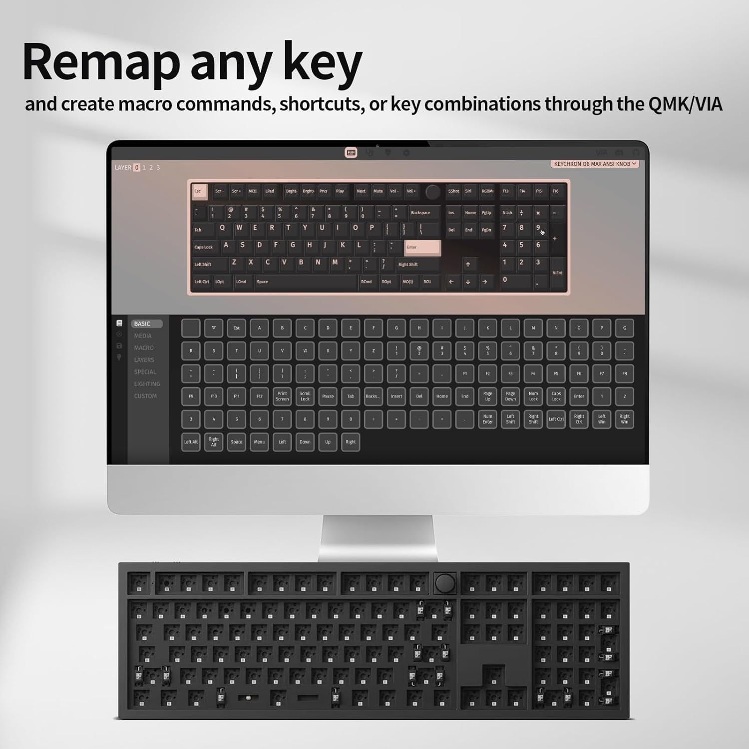 Keychron Q6 Max QMK/VIA Wireless Custom Mechanical Keyboard Barebone Knob Version, Full-Metal Hot-Swappable RGB Backlight 2.4 GHz/Bluetooth/Type-C Wired for Mac/Windows/Linux - Black-2