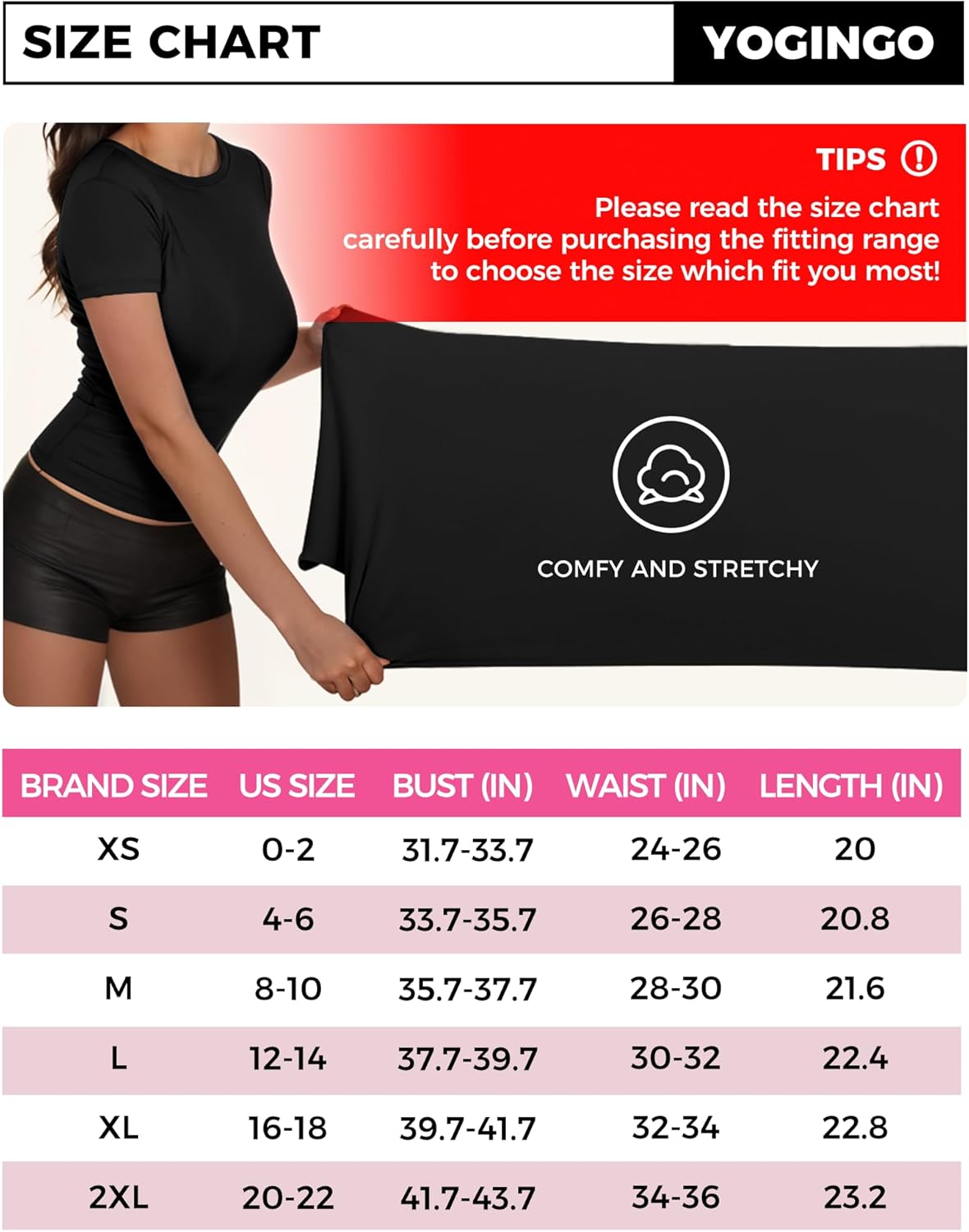 YOGINGO Womens Basic Short Sleeve Crew Neck T Shirt Slim Fit Tees 2024 Summer Y2k Going Out Crop Tops Cute Tight Shirts-6