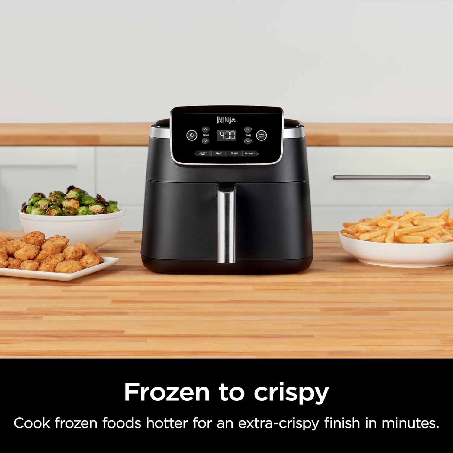 Ninja Air Fryer Pro 4-in-1 with 5 QT Capacity, Air Fry, Roast, Reheat, Dehydrate, Air Crisp Technology with 400F for hot, crispy results in just minutes, Nonstick Basket & Crisper Plate, Grey, AF141-5