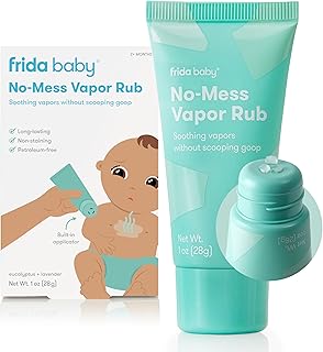 Frida Baby No-Mess Vapor Rub, Baby Vapor Rub for Chest, Neck, Back + Foot,Non-staining, Petroleum-Free Hands-Free Applicator Tube, Soothing Eucalyptus & Lavender for Sleep