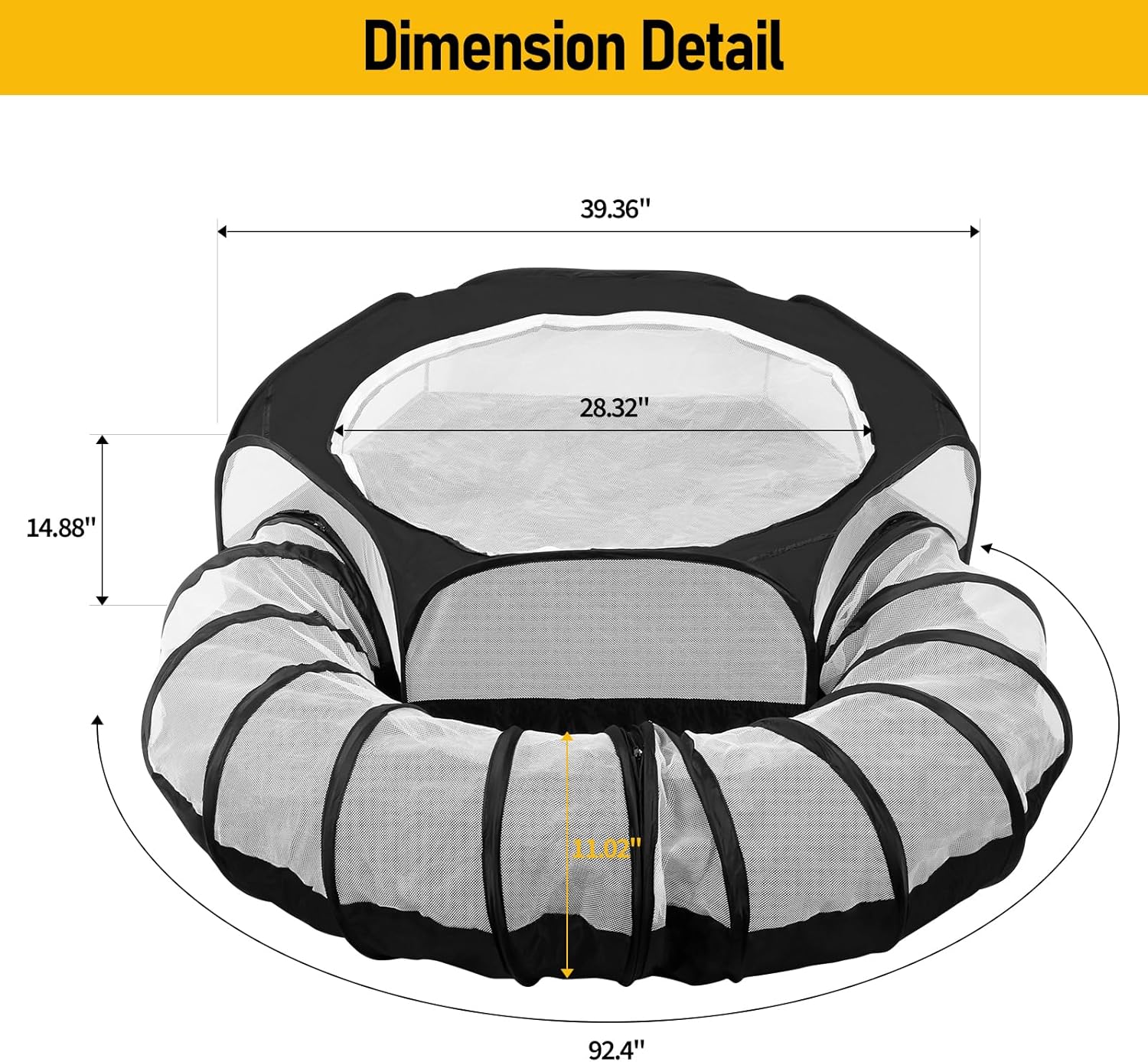 Small Animal Playpen with Surround Tunnel,Waterproof Guinea Pig Cage Breathable Rabbit Cage with Top Cover Pop Open Ferret Toys Hamster Playpen for Chicken Cat Dog Indoor Outdoor Exercise-2