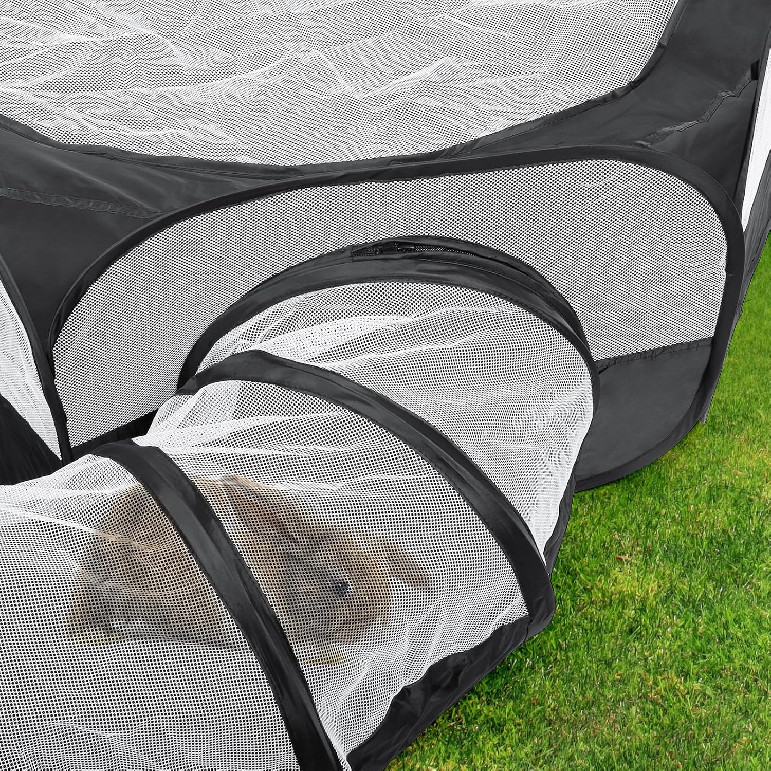 Small Animal Playpen with Surround Tunnel,Waterproof Guinea Pig Cage Breathable Rabbit Cage with Top Cover Pop Open Ferret Toys Hamster Playpen for Chicken Cat Dog Indoor Outdoor Exercise-8